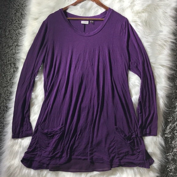 LOGO by Lori Goldstein Purple tunic Chiffon back